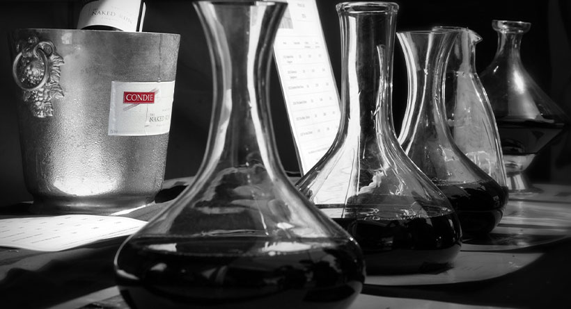 Condie Estate wines in decanter